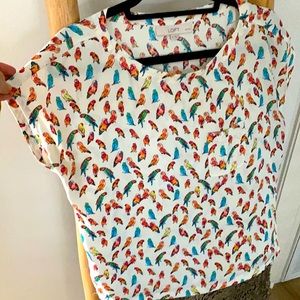 Anthropology style Small parrot blouse